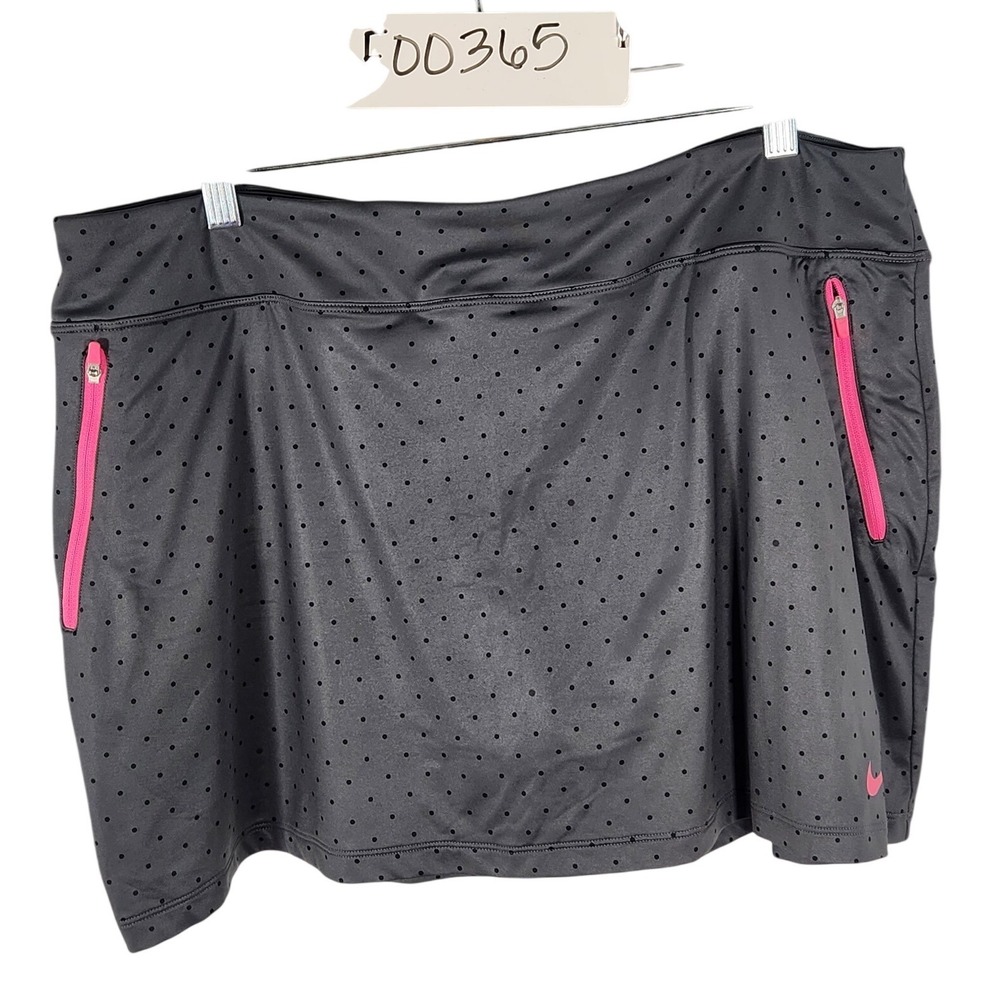 Nike Golf Dri-Fit Gray Polka Dot Skort Pink Pockets Size XL